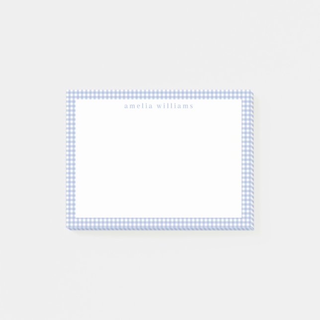 Notas Post-it® Light Blue Gingham Plaid (Anverso)