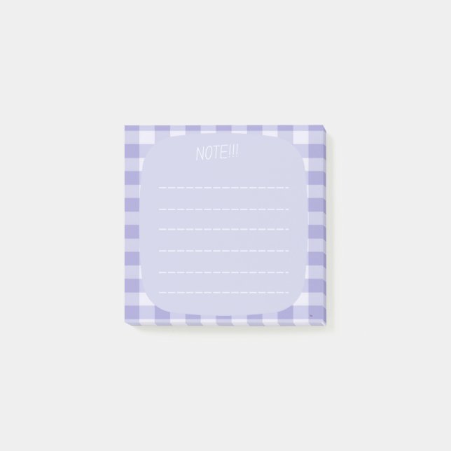 Notas Post-it® light lavender Plaid Note Design (Anverso)