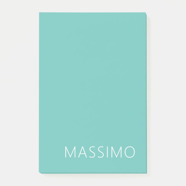 Notas Post-it® Light Teal Trendy Modern Minimalist Chic Name (Anverso)