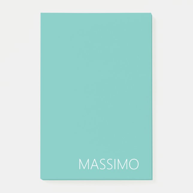 Notas Post-it® Light Teal Trendy Modern Minimalist Chic Name (Anverso)