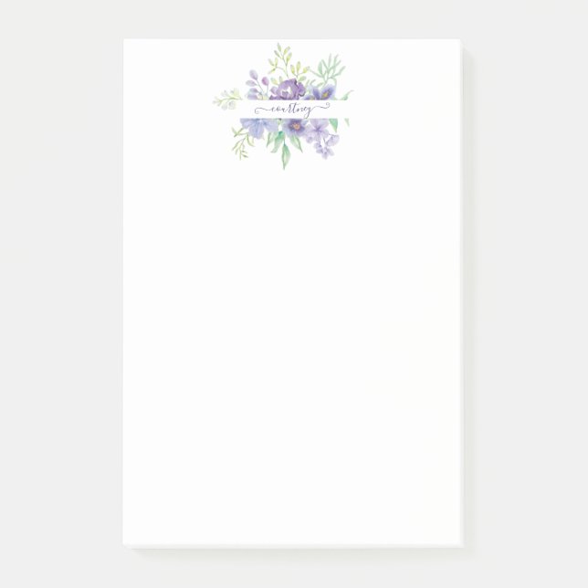 Notas Post-it® Lila acuarela floral personalizada  (Anverso)
