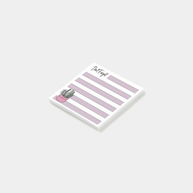 Notas Post-it® Lilac | Lined | Potted Succulent -  (En perspectiva)