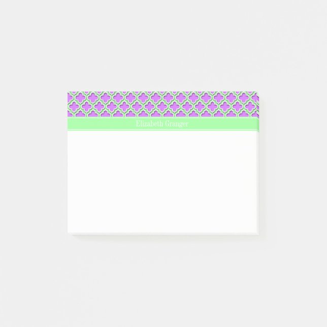 Notas Post-it® Lilac, Mint Verde Mint Marruecos #5DS Monograma (Anverso)