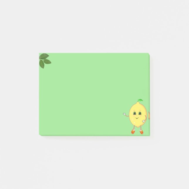 Notas Post-it® Limon feliz lindo sobre verde (Anverso)