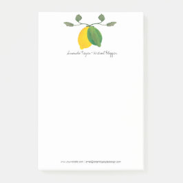 Notas Post-it® Limoncello de Lima y Limón Acuarela Minimalista