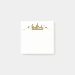 Notas Post-it® Linda Princesa Femenina Rosa y Dorado 