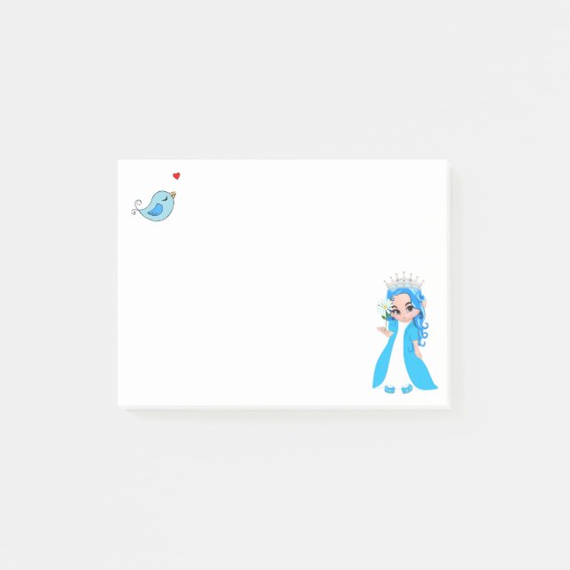 Notas Post-it® Linda princesita y pajarito (Anverso)