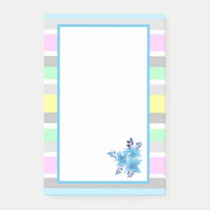 Notas Post-it® Lindas rayas y flores pastel