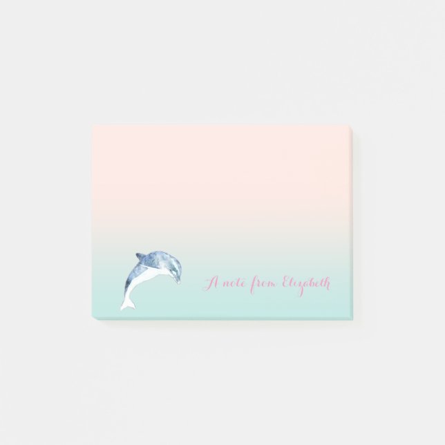 Notas Post-it® Lindo Adorable  Elegante  ,Delfín,Personalizado (Anverso)