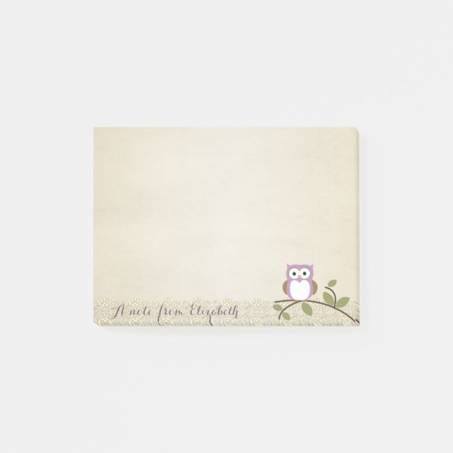 Notas Post-it® Lindo Adorable  Elegante ,Encaje,Búho (Anverso)