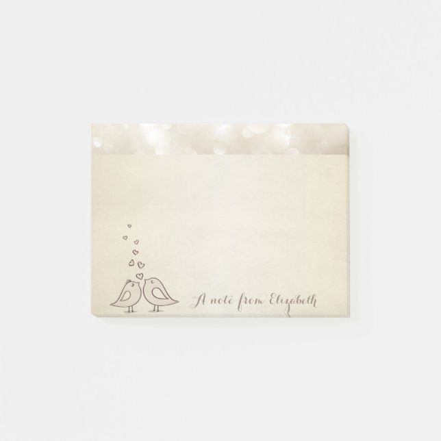 Notas Post-it® Lindo Adorable  Elegante ,Pájaros Enamorados (Anverso)