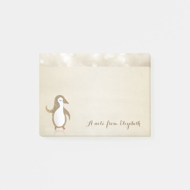 Notas Post-it® Lindo Adorable  Elegante, Pingüino Feliz (Anverso)