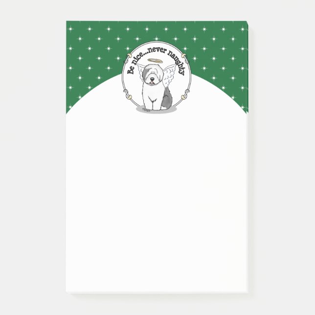 Notas Post-it® Lindo Angel Viejo Oveja Inglés (Gris 1) - Cute (Anverso)