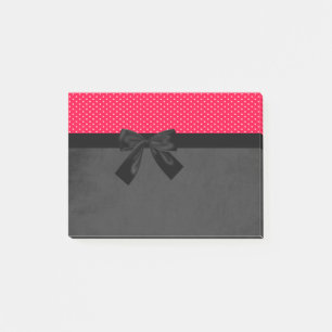 Notas Post-it® Lindo Elegante de lunares rojos - Lazo negro