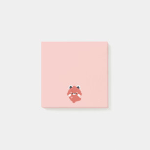 Notas Post-it® Lindo Panda Rojo de Amor