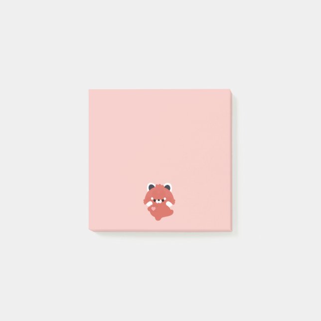 Notas Post-it® Lindo Panda Rojo de Amor (Anverso)