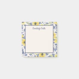 Notas Post-it® Lindo Polvo Azul Amarillo Flores Crema Femenino