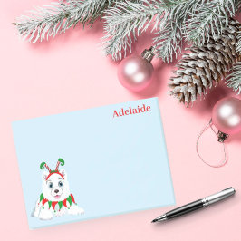 Notas Post-it® Lindo Samoyed Elfo con divertida diadema.