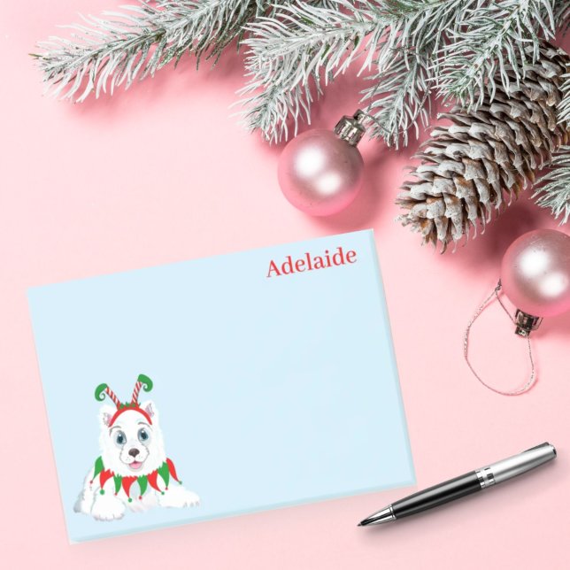 Notas Post-it® Lindo Samoyed Elfo con divertida diadema. (Subido por el creador)