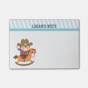 Notas Post-it® Lindo vaquero feliz en caballo de balancín