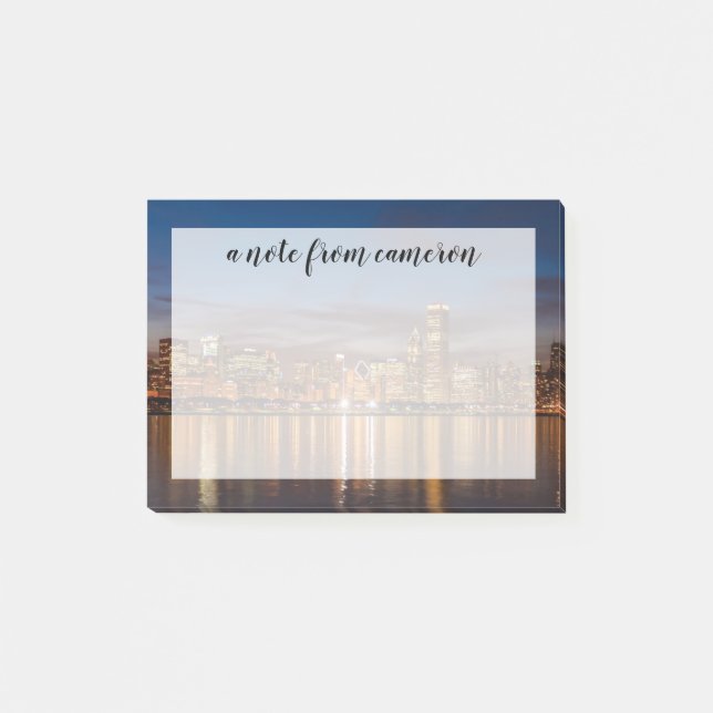 Notas Post-it® Línea Aérea De Chicago De Noche (Anverso)