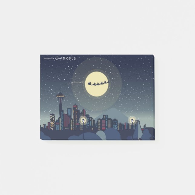 Notas Post-it® Línea aérea de navidades Seattle (Anverso)