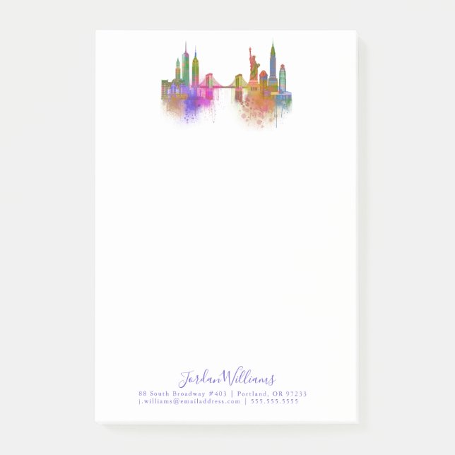 Notas Post-it® Línea aérea de Nueva York - Arcoiris (Anverso)