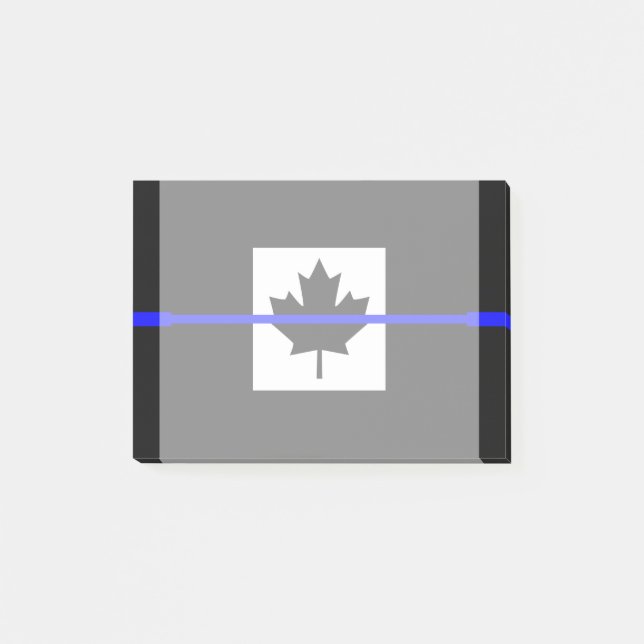 Notas Post-it® Línea Azul delgada en bandera canadiense (Anverso)