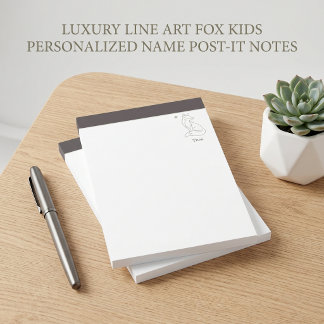 Notas Post-it® Línea de Arte de Lujo Nombre Personalizado Fox Kid