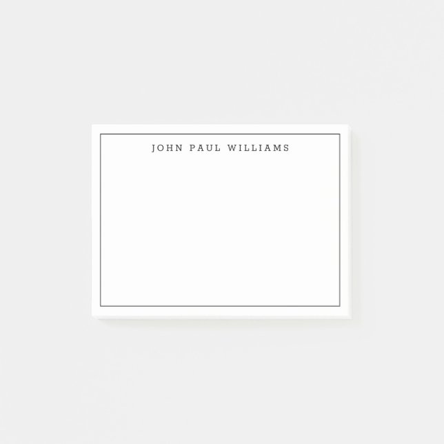 Notas Post-it® Línea de borde delgado formal clásico negro modern (Anverso)