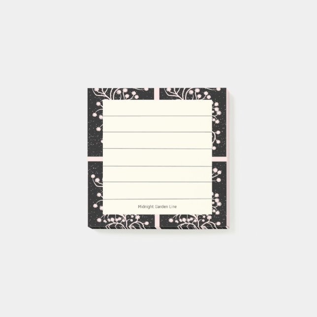 Notas Post-it® Línea Jardín de Medianoche Rosa Suave (Anverso)