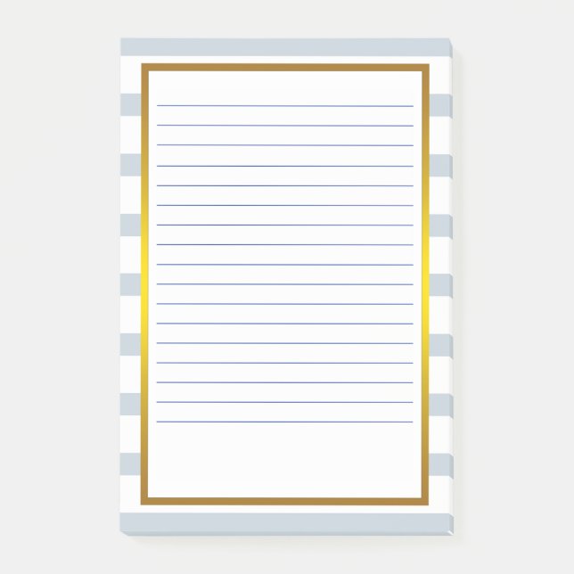 Notas Post-it® Líneas de negocio alineadas blancas de la raya (Anverso)
