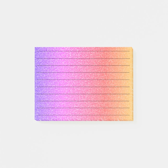 Notas Post-it® Líneas negras Purpurinoso PInk púrpura Ombre Girly (Anverso)