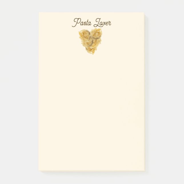 Notas Post-it® Linguine Corazón Pasta Amante Texto Personalizado (Anverso)