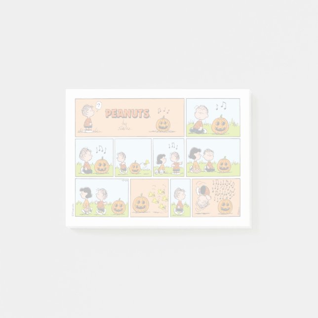 Notas Post-it® Linus & Lucy | Cantando Jack-O-Lantern (Anverso)