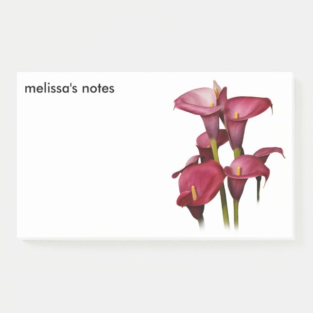 Notas Post-it® Lirios de Calla Morados Elegantes (Anverso)