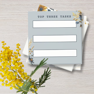 Notas Post-it® Lista Clásica de Tareas Florales en Azul Marino y 