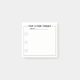 Notas Post-it® Lista de 3 tareas Minimalistas de color blanco neg