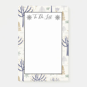 Notas Post-it® Lista De Árboles De Navidad De Plata Dorada