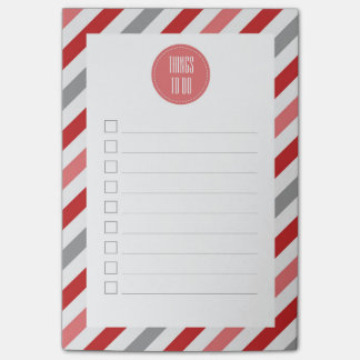 Notas Post-it® Lista de bandas diagonales rojas grises y rosas
