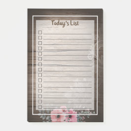 Notas Post-it® Lista de Boho Pink Primrose Weathered Wood Today