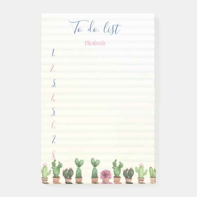 Notas Post-it® Lista De Cactus Stripred (Anverso)