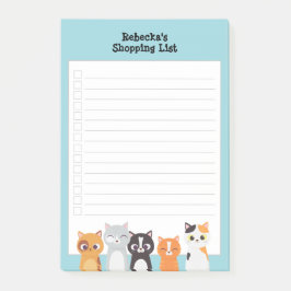 Notas Post-it® Lista de compras de gatos curiosos personalizada