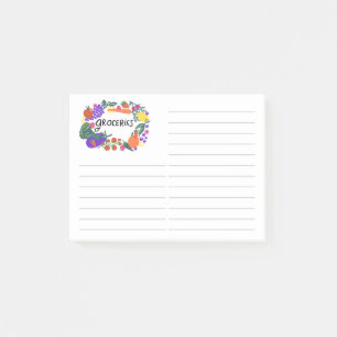 Notas Post-it® Lista de compras de Ilustraciones de frutas y hort