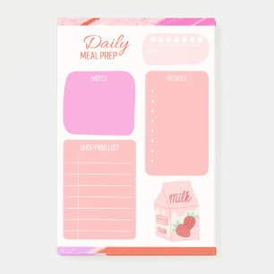 Notas Post-it® Lista de compras de Pastel Pink Daily Meal Planner