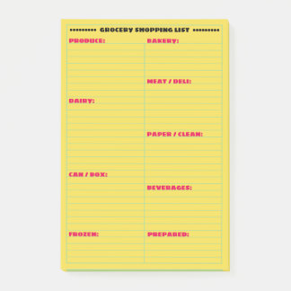 Notas Post-it® Lista de compras de productos de consumo personali