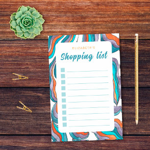 Notas Post-it® Lista de Compras Naranja Azul Groovy Retro Colorid