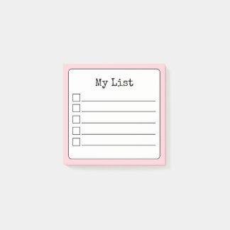 Notas Post-it® Lista de comprobación en línea de Rubor Pink Retro