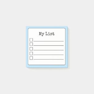 Notas Post-it® Lista de comprobación en línea de Sky Blue Retro