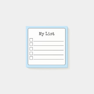 Notas Post-it® Lista de comprobación en línea de Sky Blue Retro